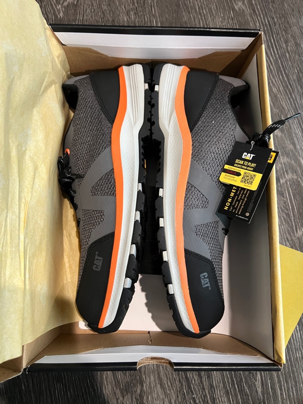 Caterpillar Gray and Orange Men's Work Boots - Lace-Up Athletic Style